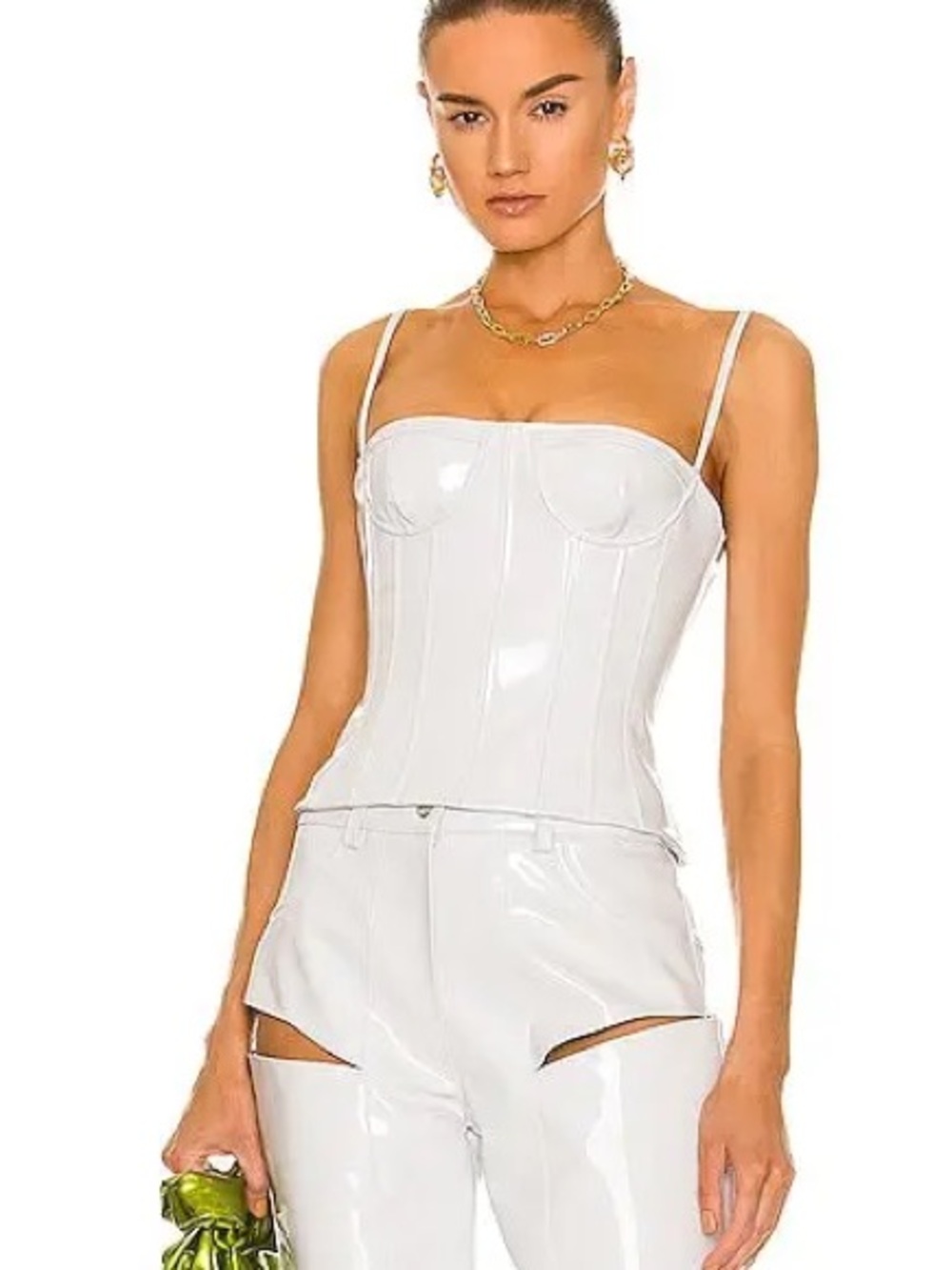 LaQuan Smith White Patent Bustier Top S